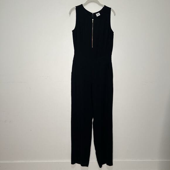 Cabi Black Grace Sleeveless Jumpsuit Size 6 Gold Zipper With Pockets Minimalist - Picture 1 of 11